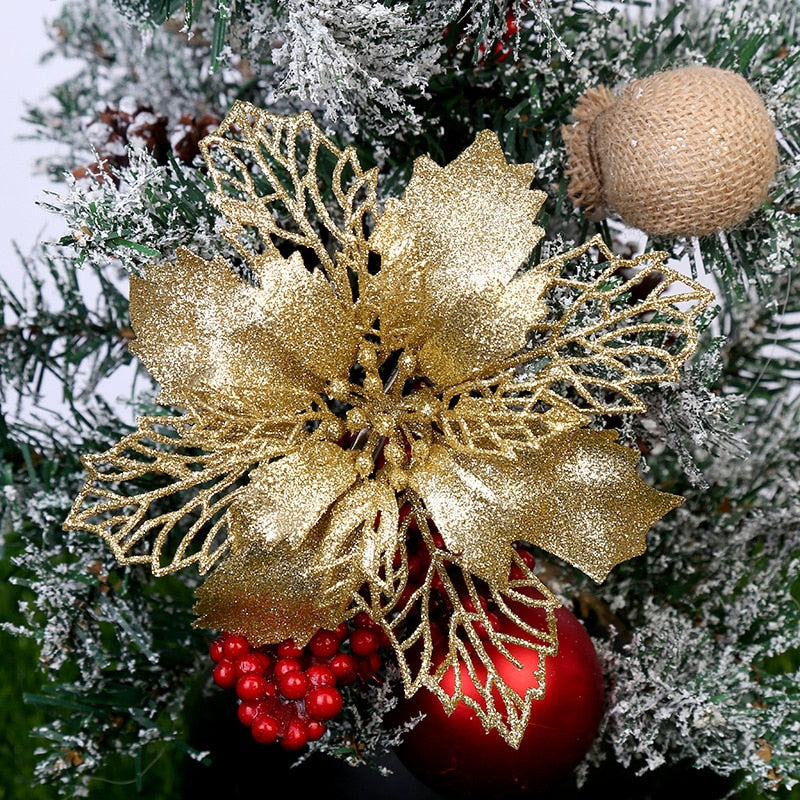 5pieces  Glitter Artificial Christmas Flowers