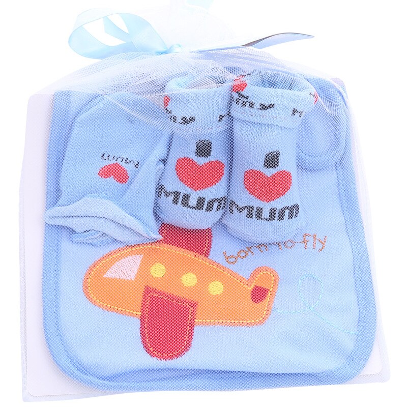 1 bag Baby Cotton Bibs Towel Socks Sets