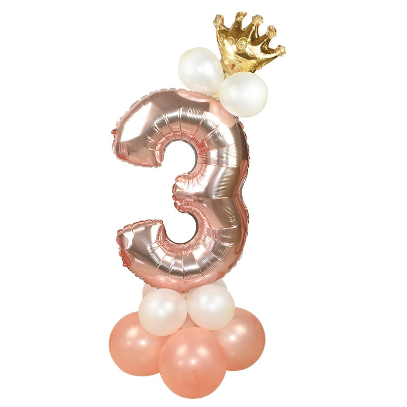 Rose Gold Number Foil Balloons Happy Birthday Balloons