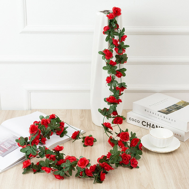 Rose Artificial Flowers Christmas Garland Fake Plant