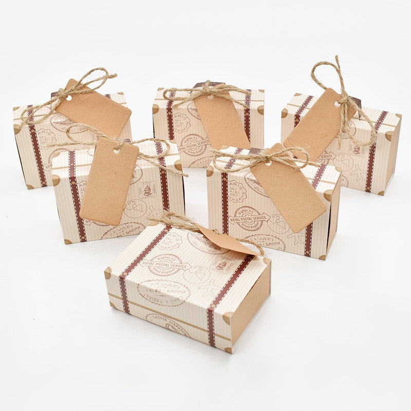 Travel Suitcase Candy Box Kraft Paper Gift Boxes