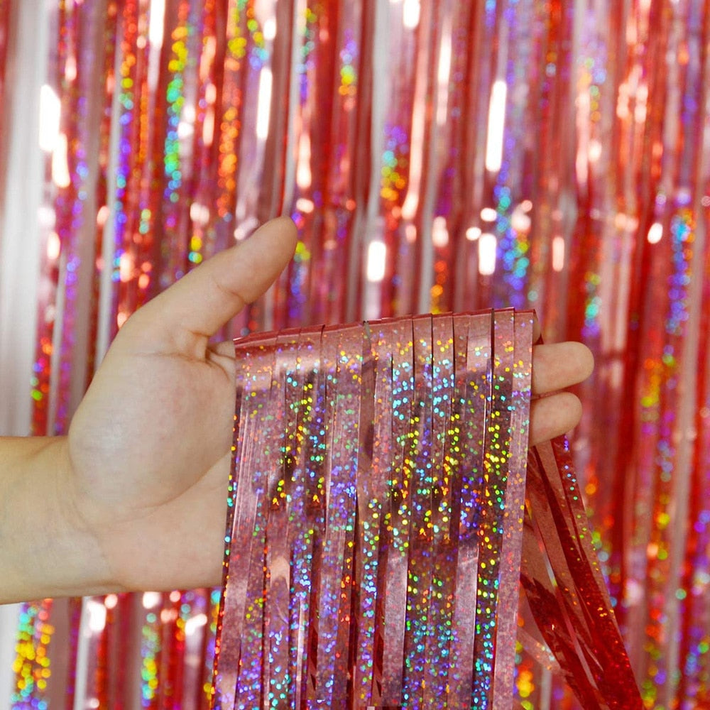 Tinsel Laser Curtain Decoration Party Backdrop