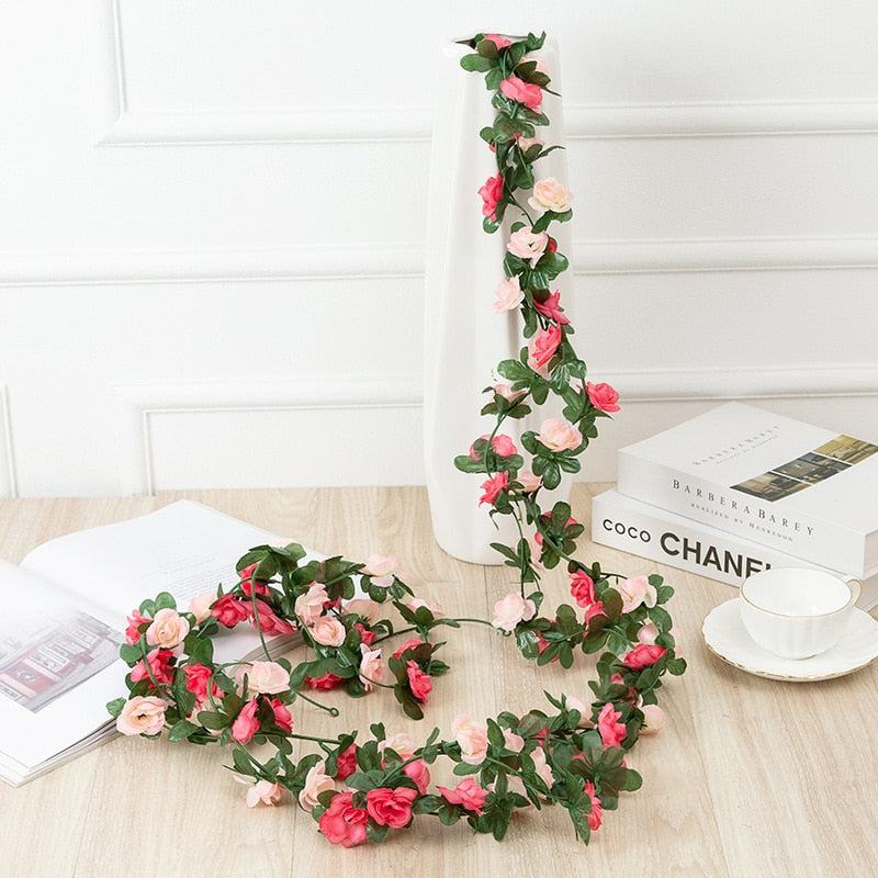 Rose Artificial Flowers Christmas Garland Fake Plant