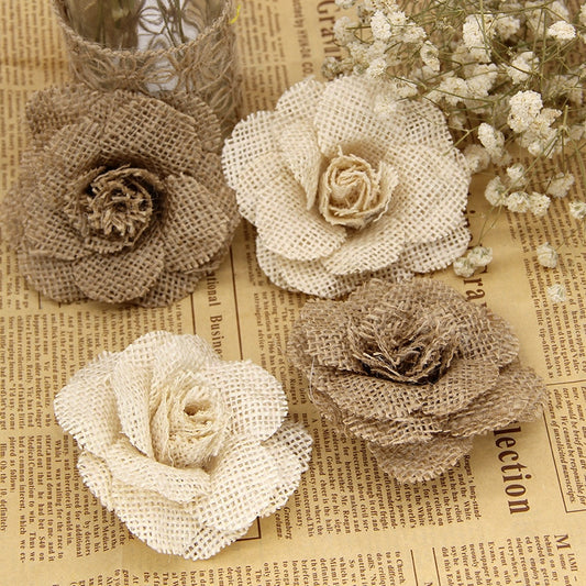 Handmade Jute Hessian Burlap Flowers Rose