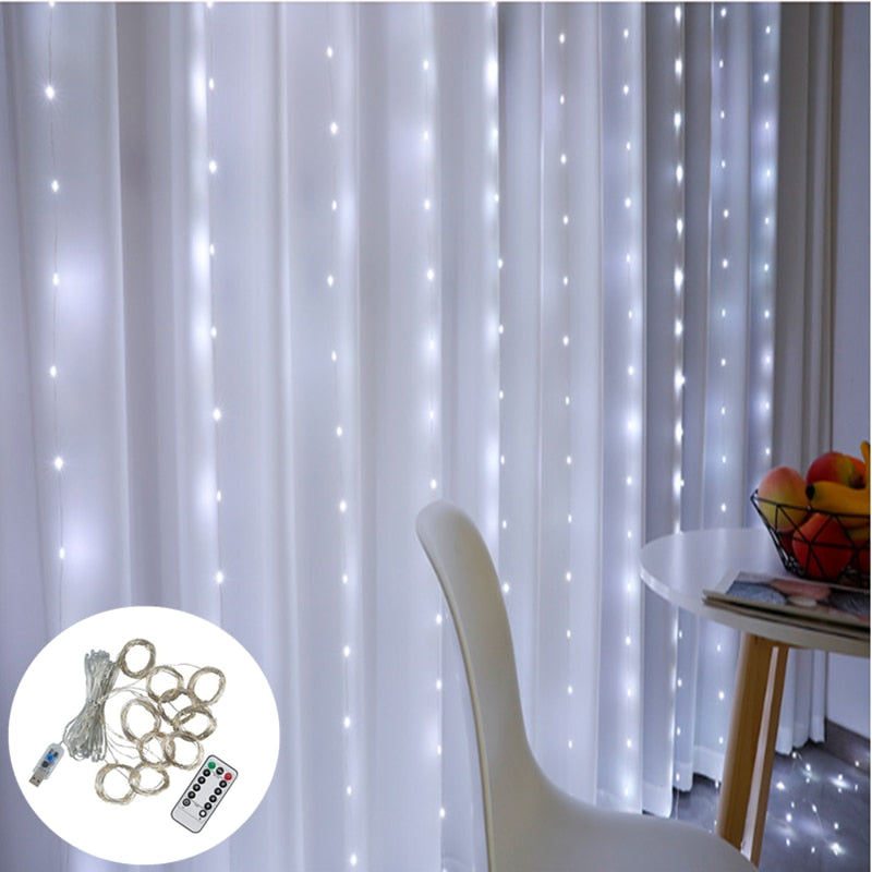 LED Curtain Fairy Lights Remote Control USB String Lights