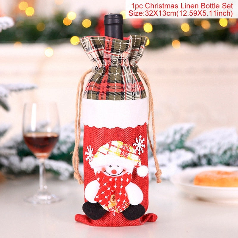 Christmas Santa Claus Wine Bottle Cover