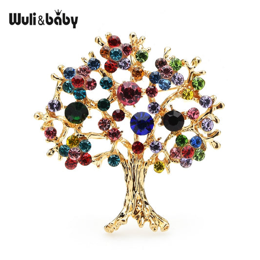 Multicolor Rhinestone Tree Brooches Christmas Tree