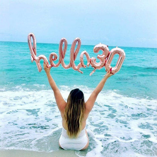 Rose Gold Hello 30 Baby Balloons number Balls Inflatable