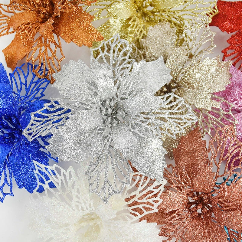 Glitter Artificial Poinsettia Flower