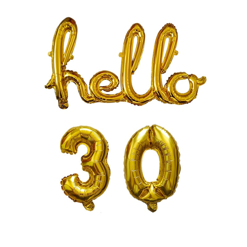 Rose Gold Hello 30 Baby Balloons number Balls Inflatable