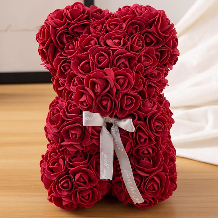 Artificial Flowers Rose Bear Present