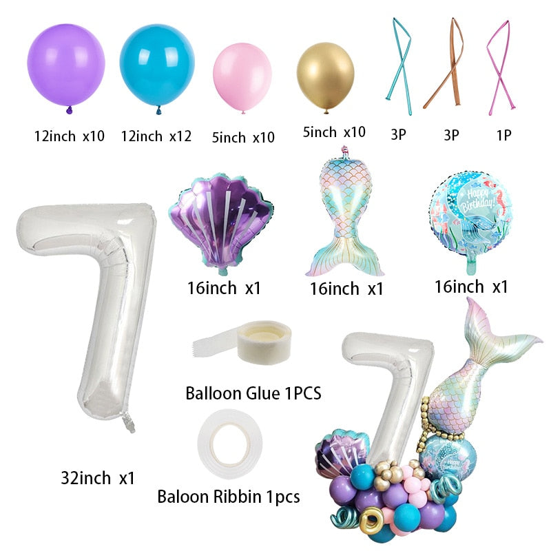 Little Mermaid Party Supplies Balloons Arch Set