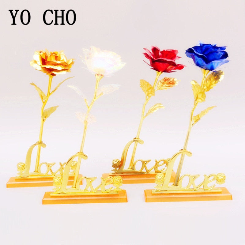24K Plated Gold Rose Flower Artificial Flower Foil Rose