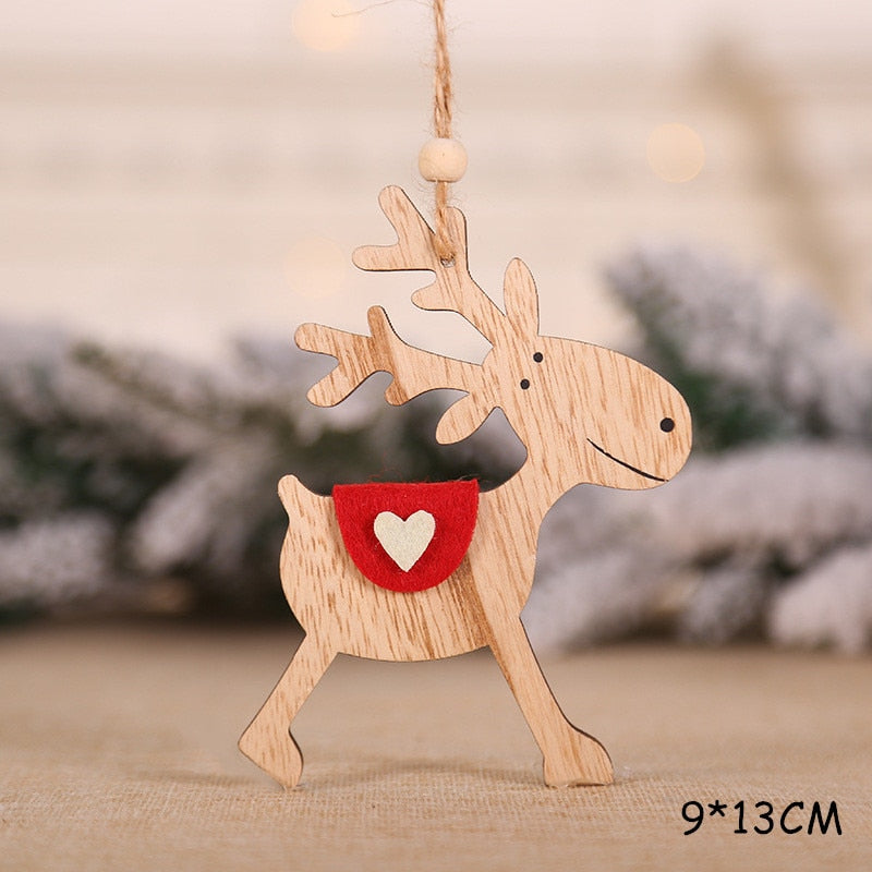 New Year Xmas Elk Wood Craft Christmas Tree