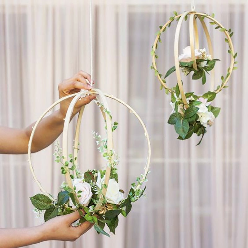 Wooden Ring Hoop Wreath Garland Floral