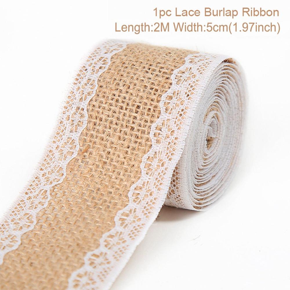 Jute Burlap Rolls Hessian Ribbon With White Lace