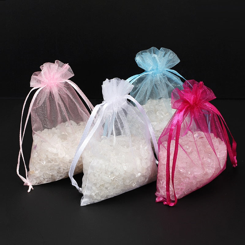 White Organza Drawstrings Bags Jewelry Gift