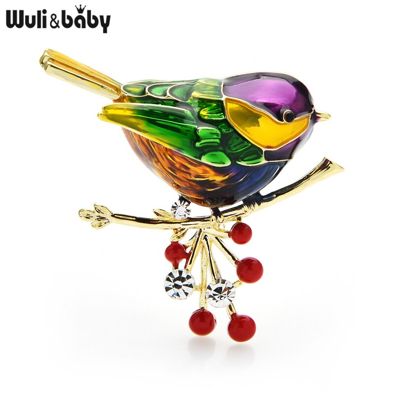 Wuli baby Multicolor Bird Brooch Pins