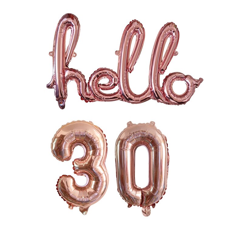 Rose Gold Hello 30 Baby Balloons number Balls Inflatable