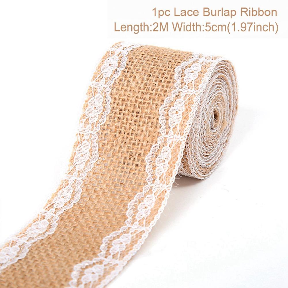 Jute Burlap Rolls Hessian Ribbon With White Lace