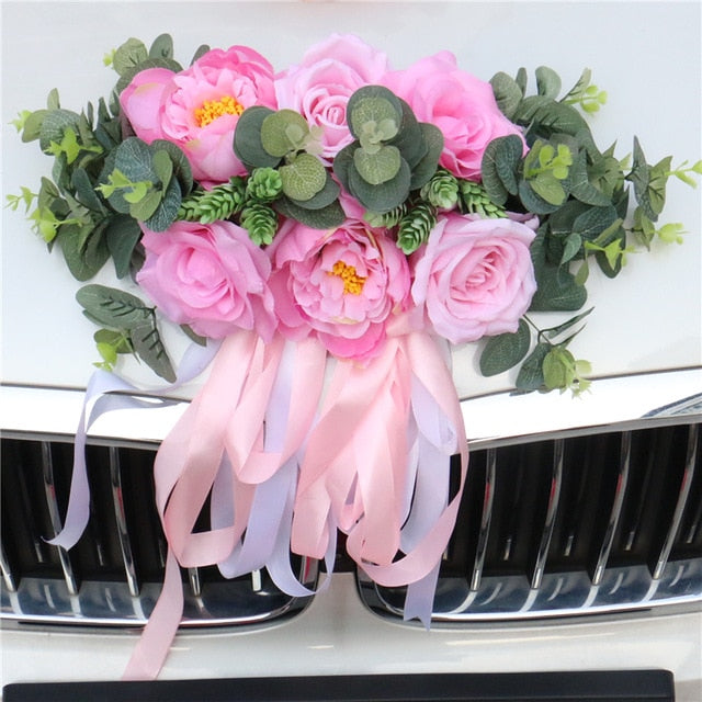 Artificial Flower Wedding Car Decor Kit Silk Fake Rose