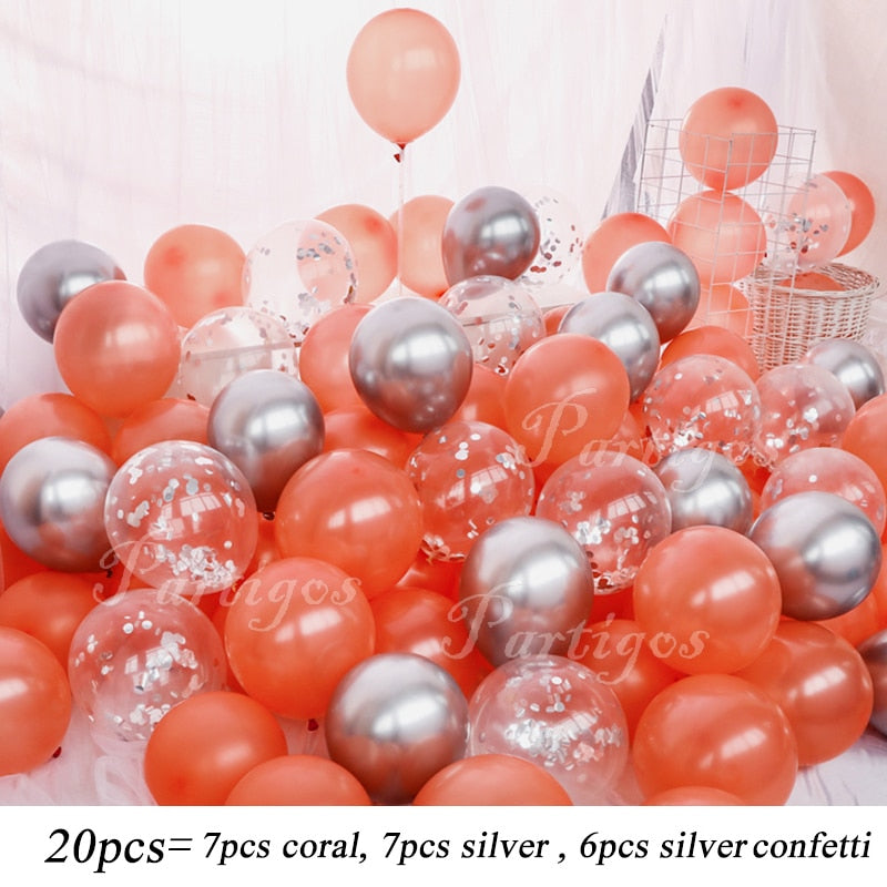 Confetti Latex Balloons Chrome Metallic Helium