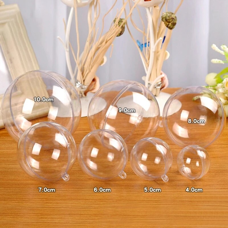 Christmas Clear Baubles Transparent Craft Fillable Ball