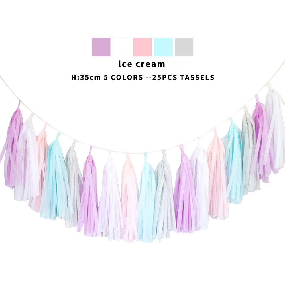 20pieces Multicolor Tissue Paper Tassel Garland