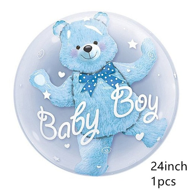 baby boy girl blue pink bubble bear aluminum foil