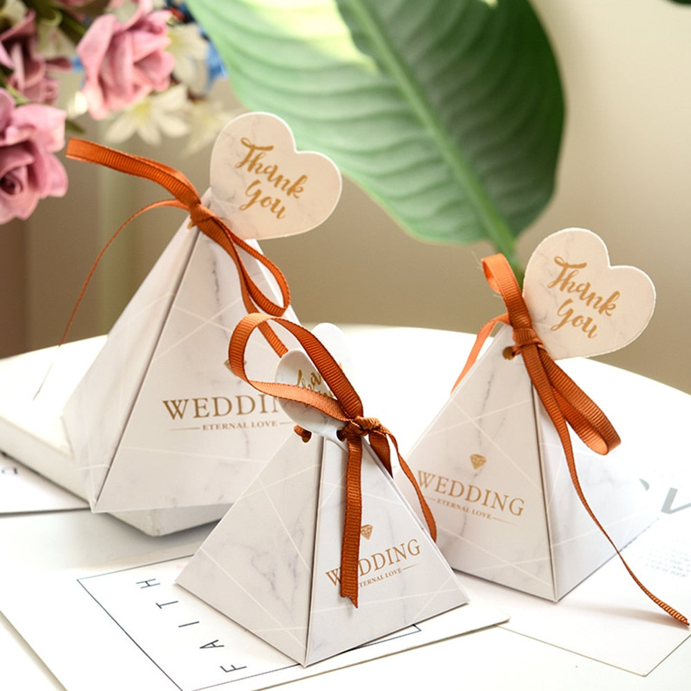 Triangular Pyramid Marble Candy Giveaways Boxes