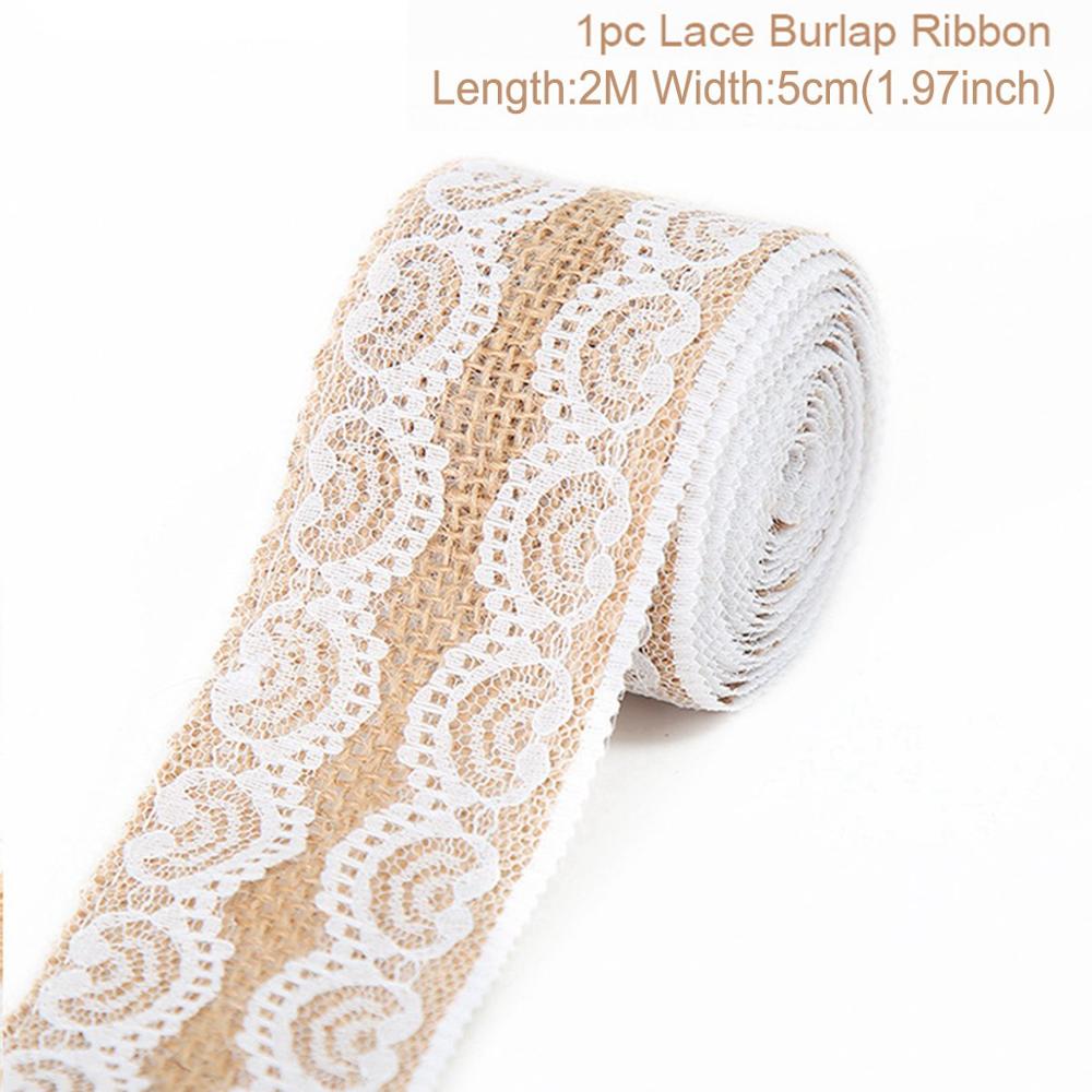 Jute Burlap Rolls Hessian Ribbon With White Lace