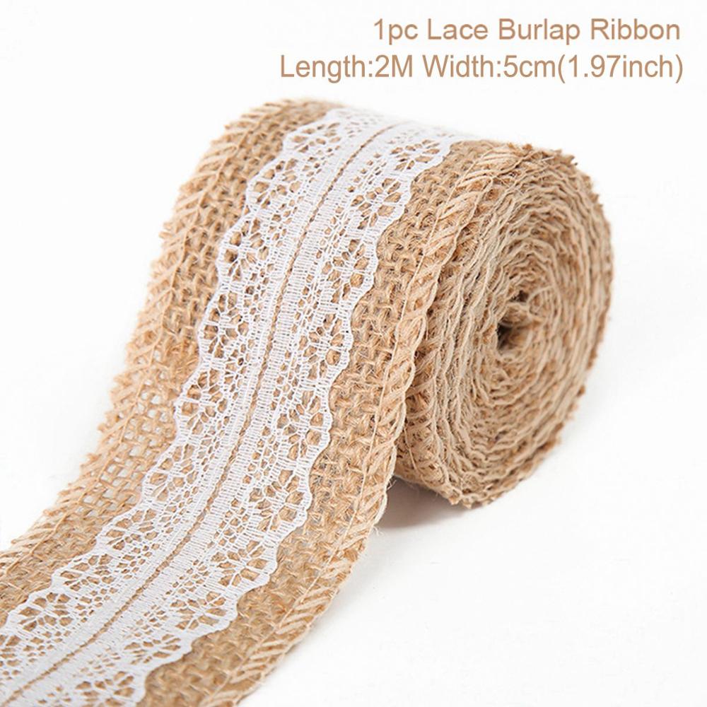 Jute Burlap Rolls Hessian Ribbon With White Lace