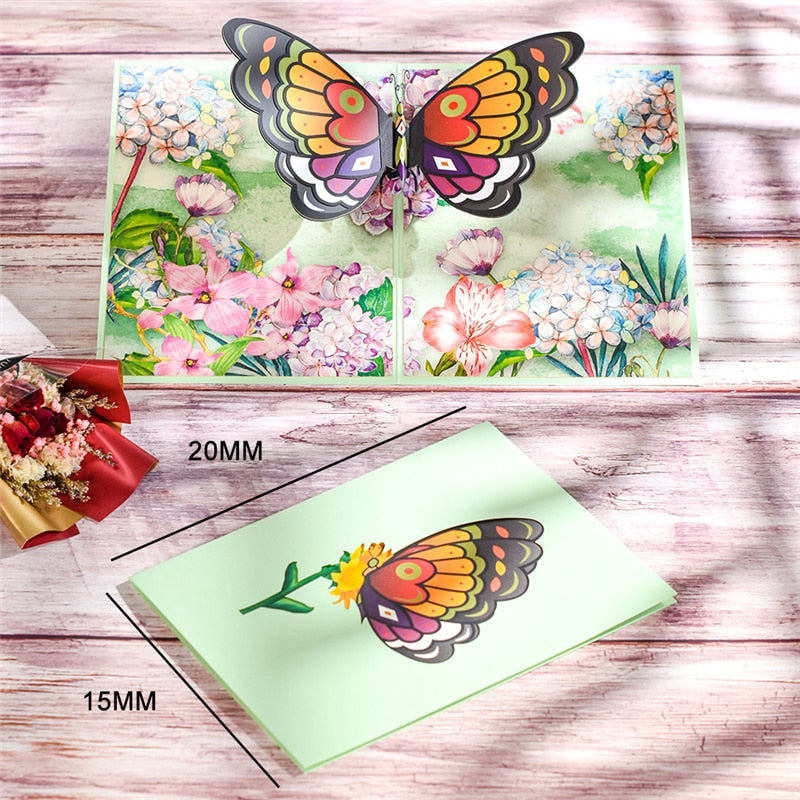 3D Butterfly Unicorn Birthday Card Greeting Cards