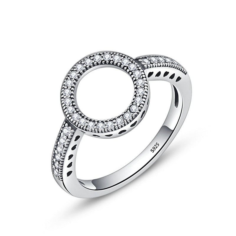 Genuine 925 Sterling Silver Forever Clear CZ Circle
