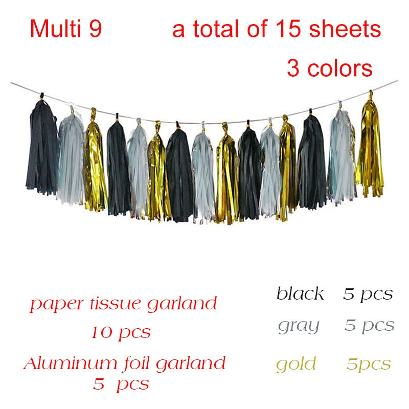 20pieces Multicolor Tissue Paper Tassel Garland