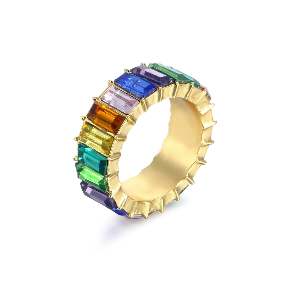 Crystal Ring For Women Light Luxury Multicolor Fashion Ring Party