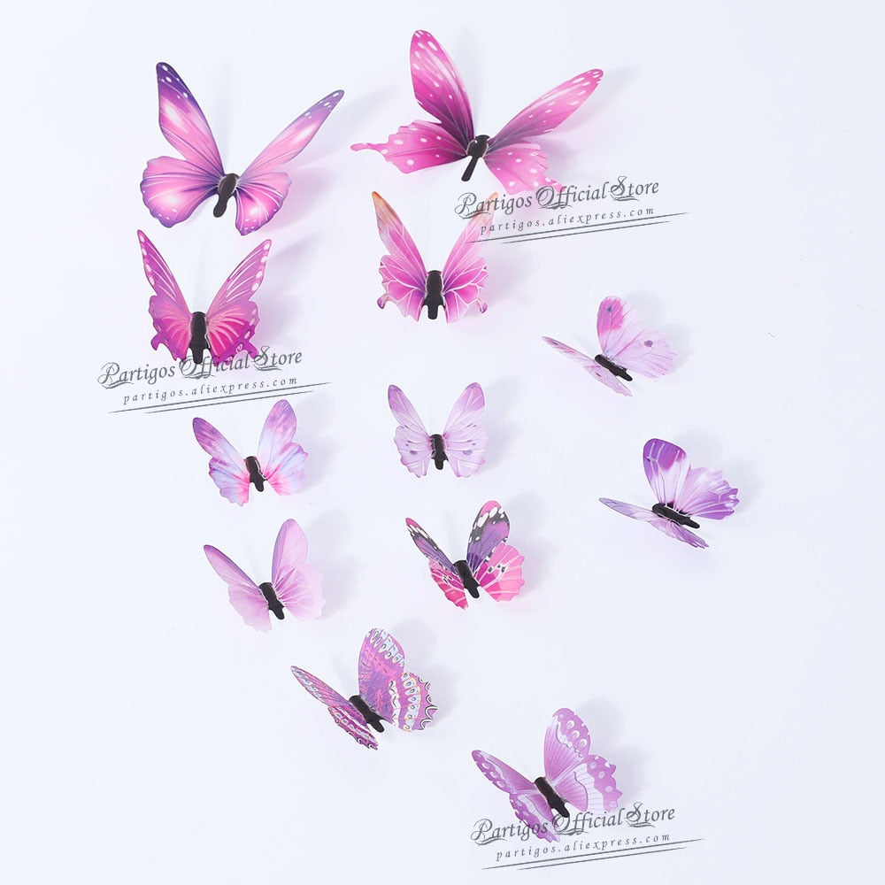 12Pcs 4D Hollow Butterfly Wall Wedding Decors