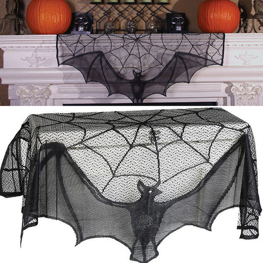Halloween Decorative Bats Curtains Black Lace