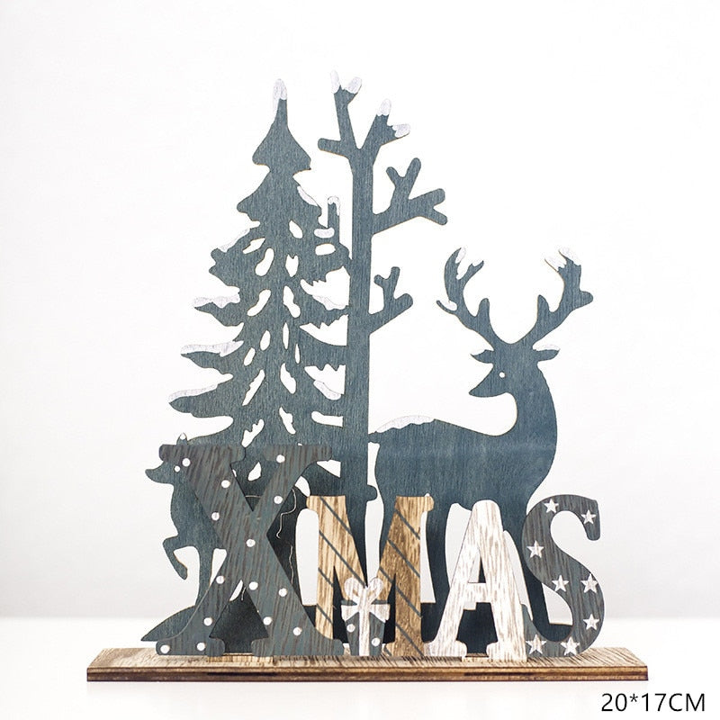 New Year Xmas Elk Wood Craft Christmas Tree