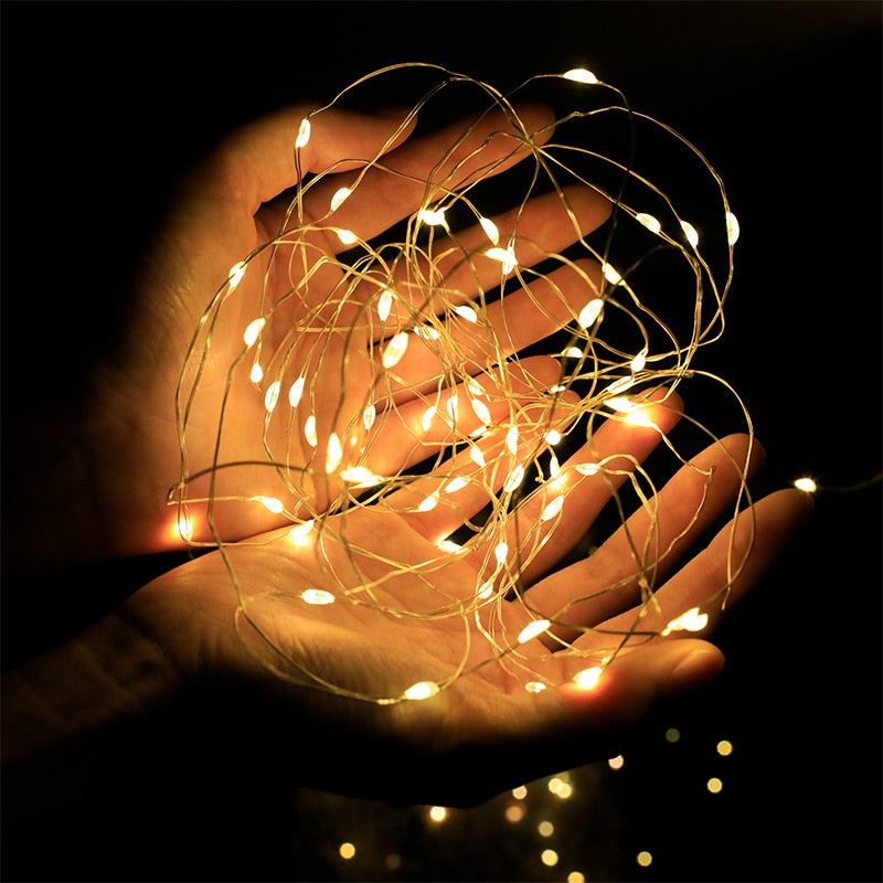 LED Outdoor Light String Fairy Garland Copper Wire