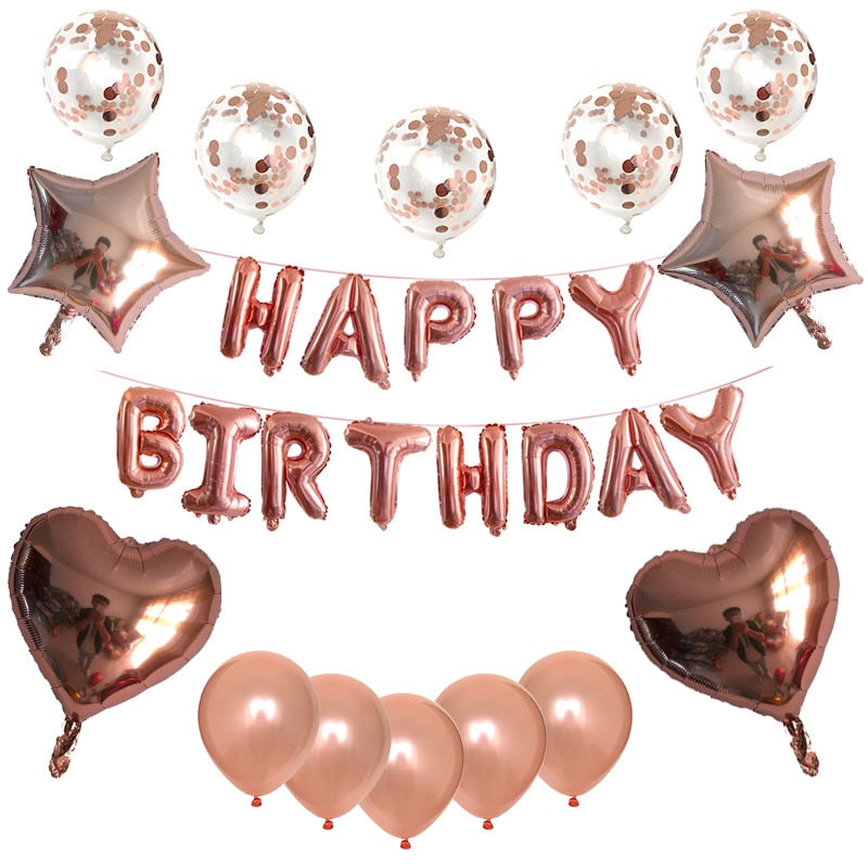 Silver Letters Ballons Happy Birthday Foil Air Balloons