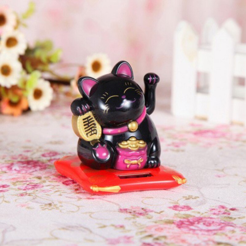 Solar Powered Waving Arm Fortune Cat Lucky Cat