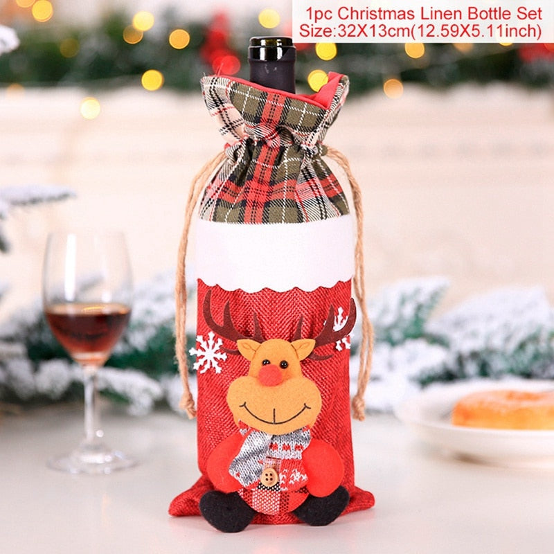 Christmas Santa Claus Wine Bottle Cover