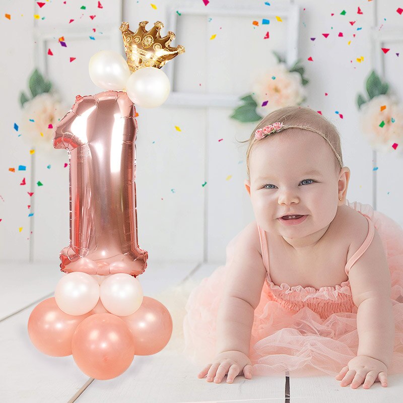 Rose Gold Number Foil Balloons Happy Birthday Balloons