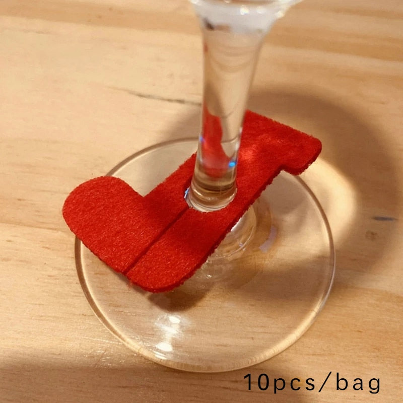 Felt Wine Cup Glass Ring Card Christmas Home Decoration Table