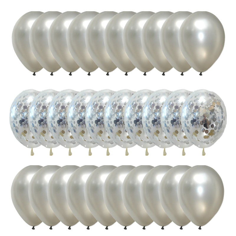 Silver Confetti Balloon Pearl White Air Helium Balls