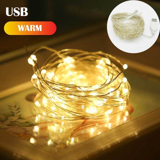 LED Outdoor Light String Fairy Garland Copper Wire