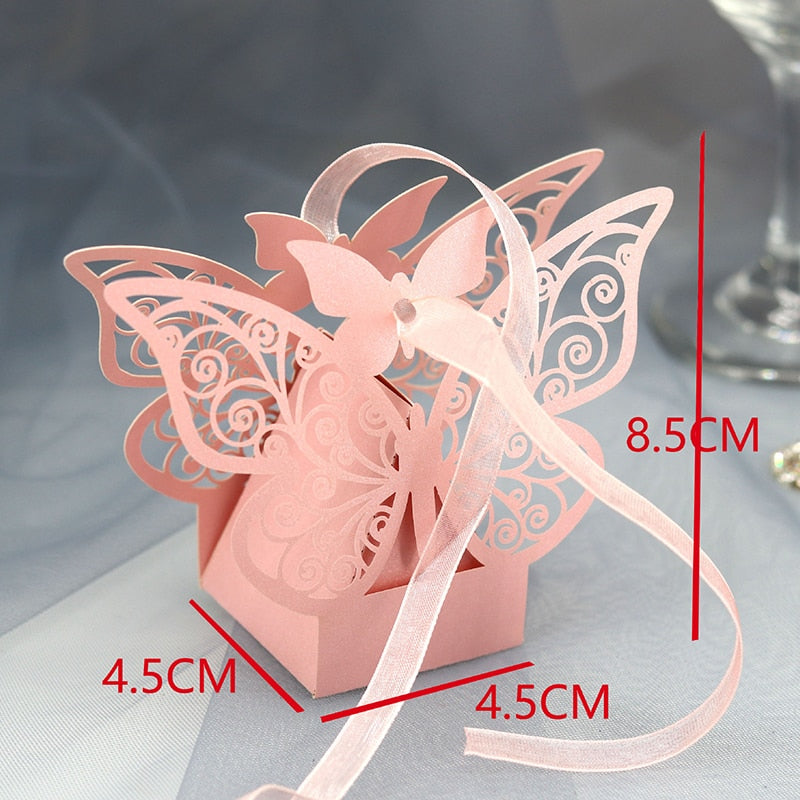 Butterfly Laser Cut Hollow Carriage Favors Gifts Box