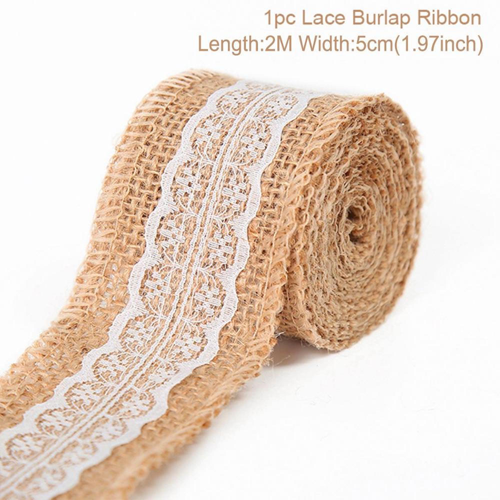 Jute Burlap Rolls Hessian Ribbon With White Lace