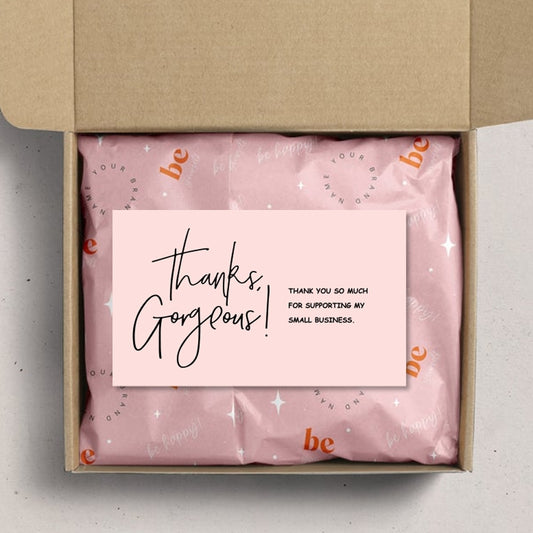 Pink Thank You Card For Supporting Business Package